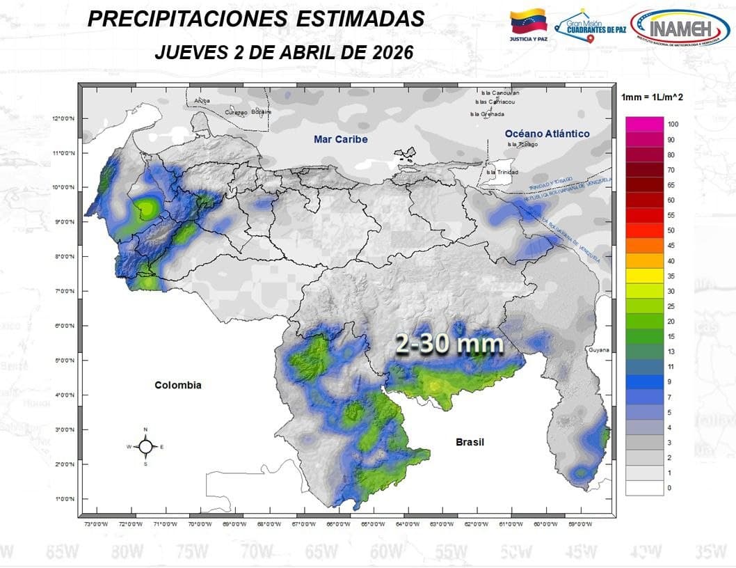 Inameh Prevé Lluvias y Tormentas Eléctricas en Varias Regiones de Venezuela