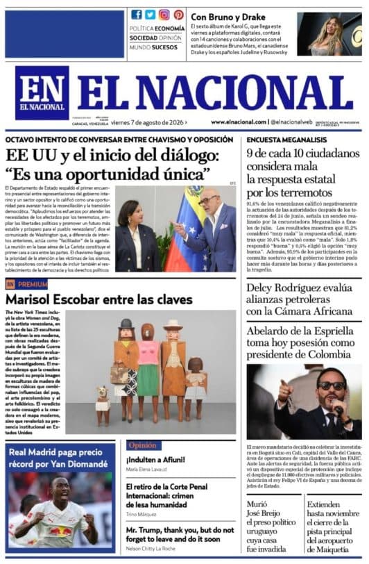 Las principales portadas de prensa en Venezuela este 7 de agosto de 2026
