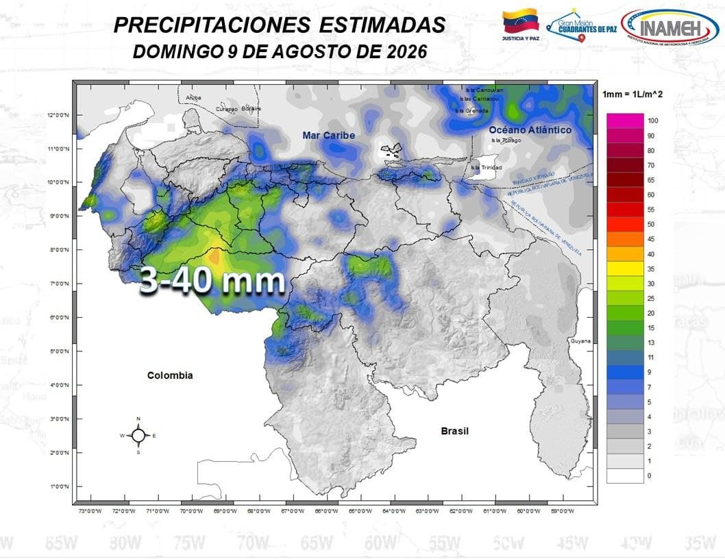 Lluvias y actividad eléctrica afectan varias regiones de Venezuela