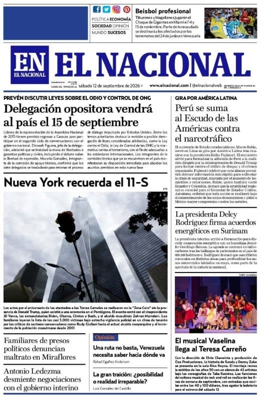 Las principales portadas del 12 de septiembre: Un vistazo a Venezuela