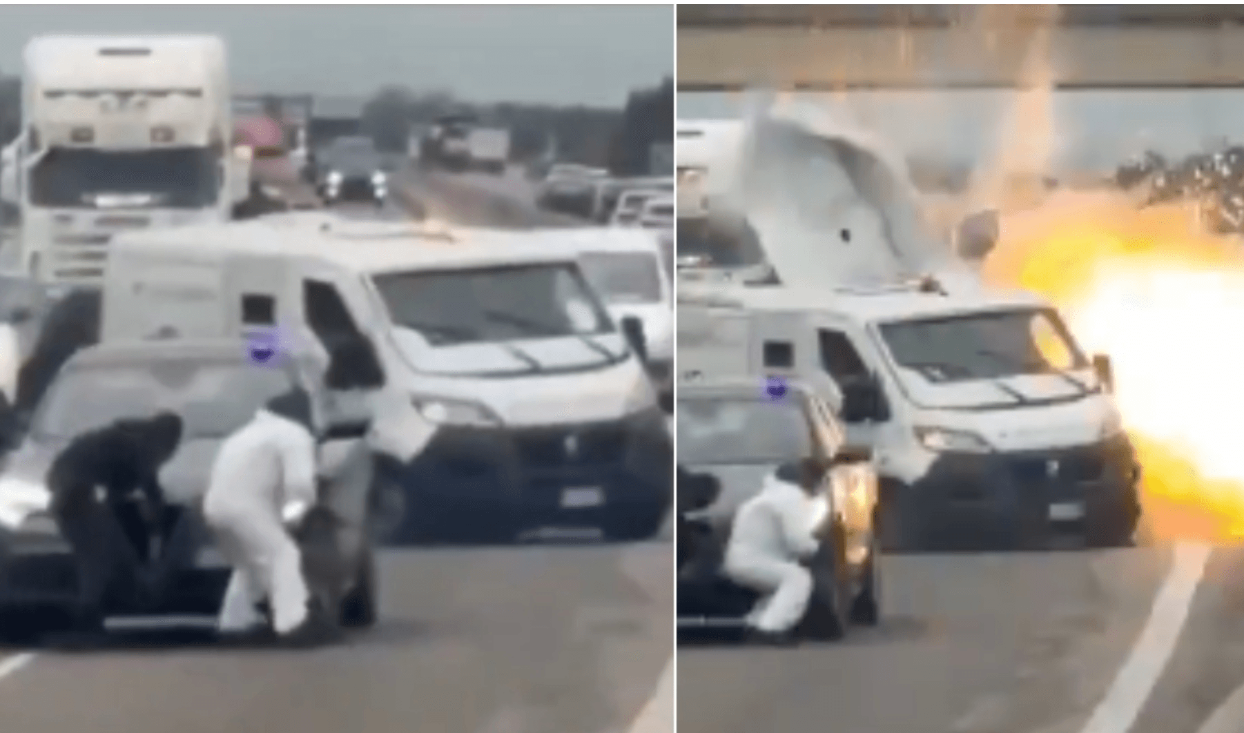 Impactante robo a carros de valores en Italia: delincuentes armados y explosivos