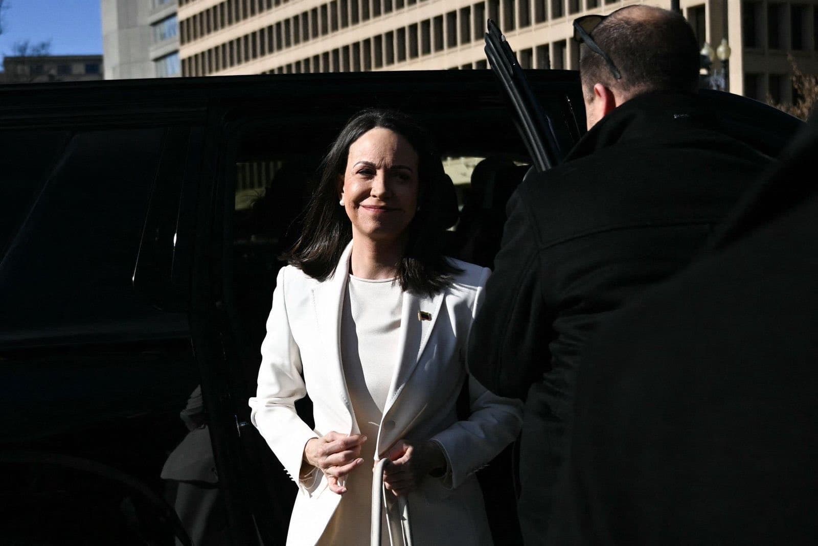 María Corina Machado al salir de la reunión: «Contamos con el presidente Trump para la libertad de Venezuela»