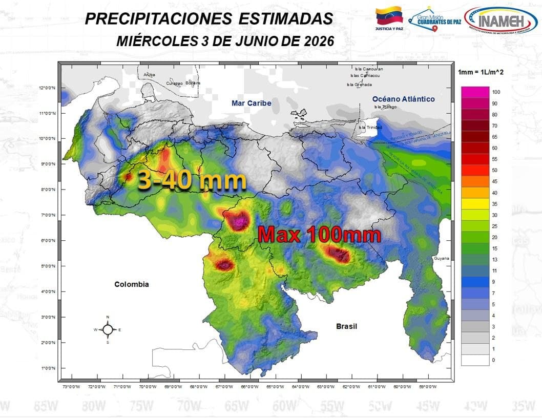 Inameh Advierte: Intensos Chaparrones y Cielo Nublado Este #3Jun